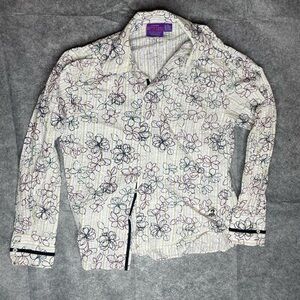 Jimi Hendrix Experience Shirt Mens XL Purple Label Floral Embroidered Button Up
